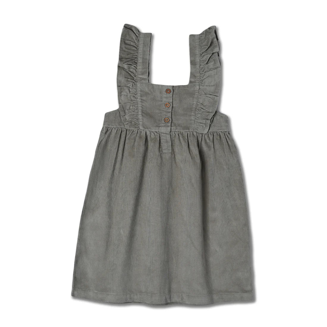 Makemake Organics - Olive Ruffle Corduroy Dress & Hem Tee