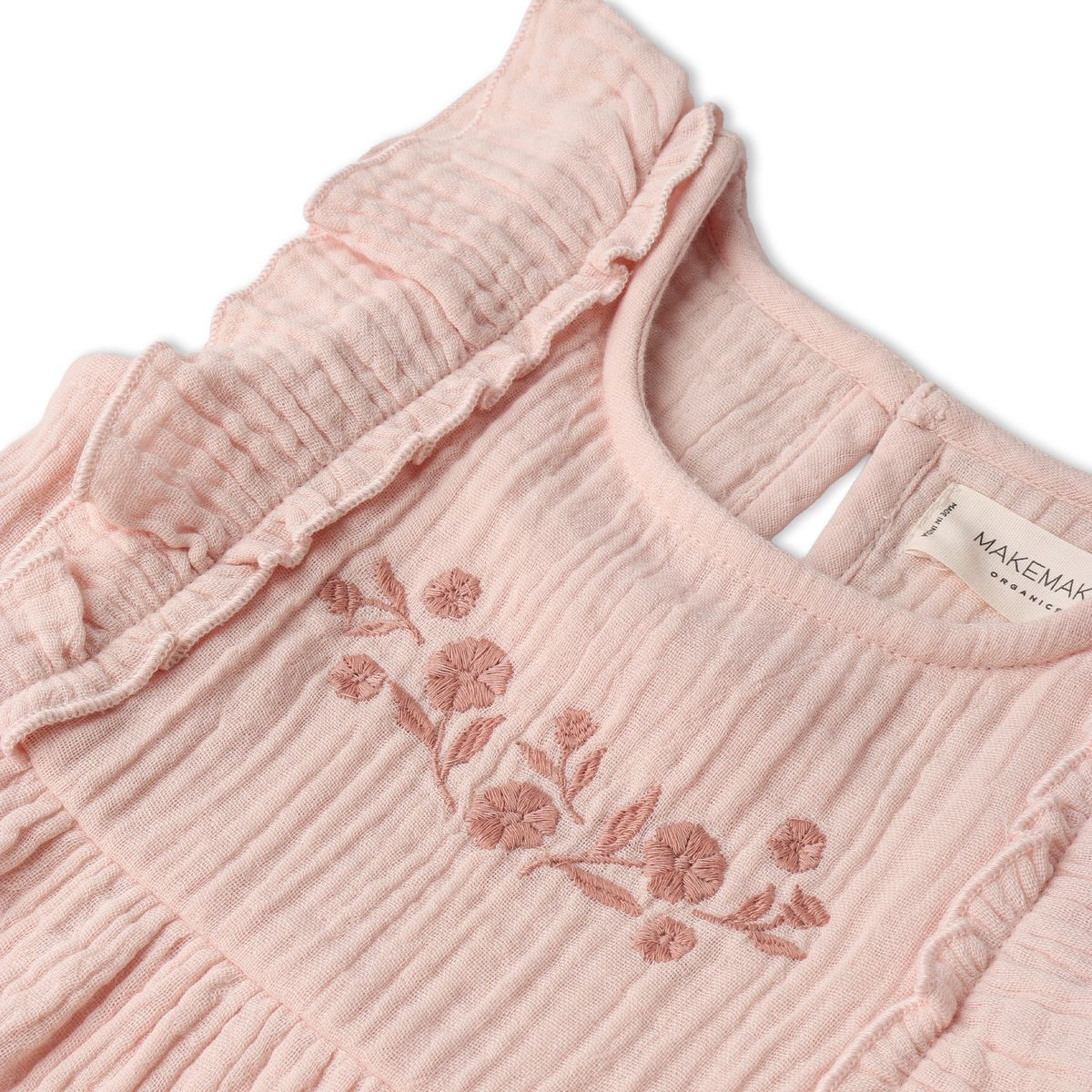 Makemake Organics - Organic Embroidered Tiered Dress - Blush