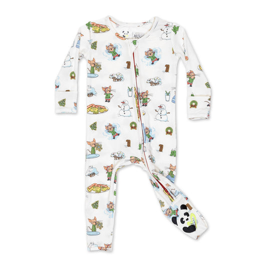 Bellabu Bear - If You Give A Mouse A Cookie Christmas Bamboo Convertible Footie