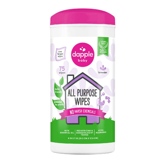 Earth Mama Organics - Dapple All Purpose Cleaner Wipes, Lavender, 75ct