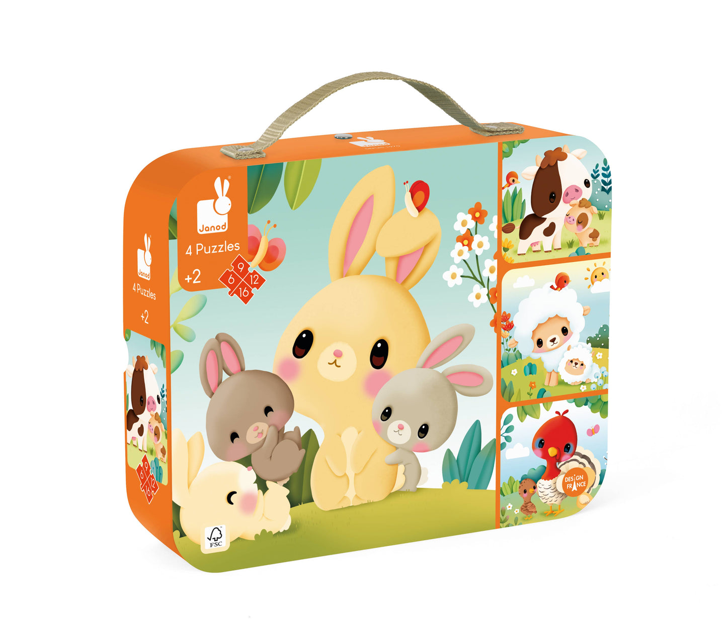 Janod - Puzzle - Farm Animal Progressive Puzzles