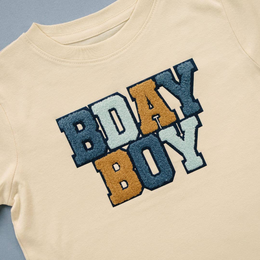Sweet Wink - Birthday Boy Patch Short Sleeve T-Shirt - Natural