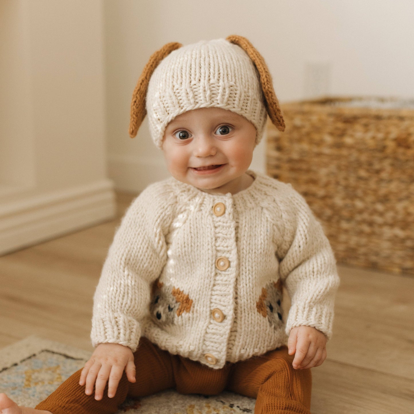 Huggalugs - Puppy Cardigan Knit  Sweater