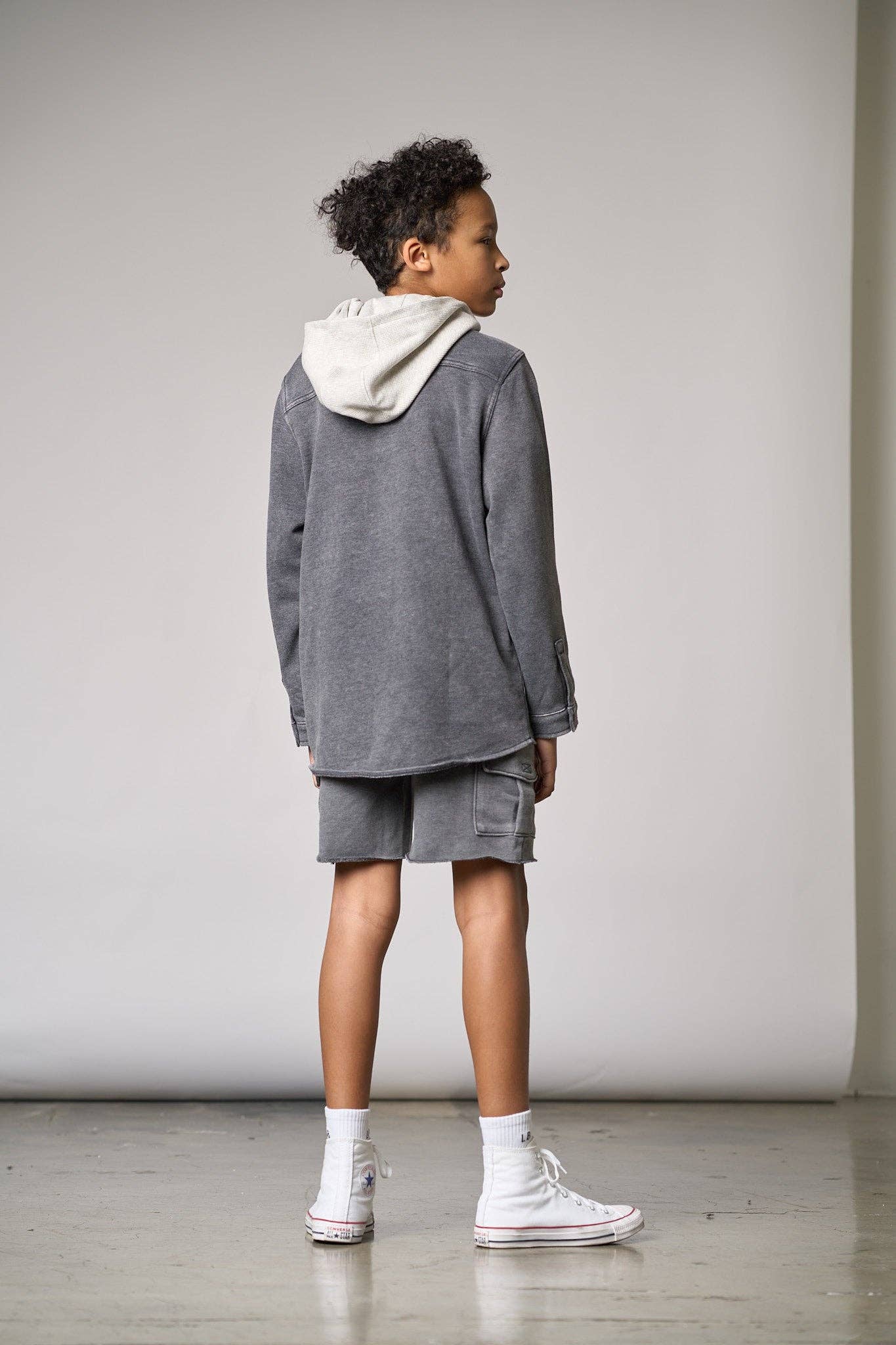 Little Bipsy - Lightweight Hooded Shacket - Charcoal Wash