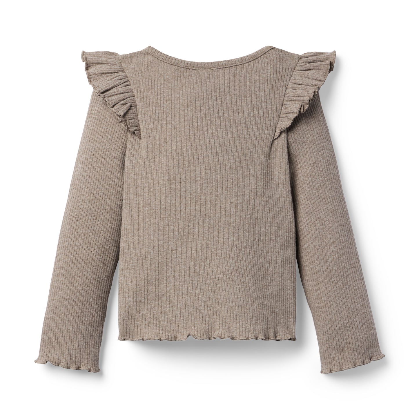 Janie and Jack - Ribbed Ruffle Shoulder Top - Brown Fox