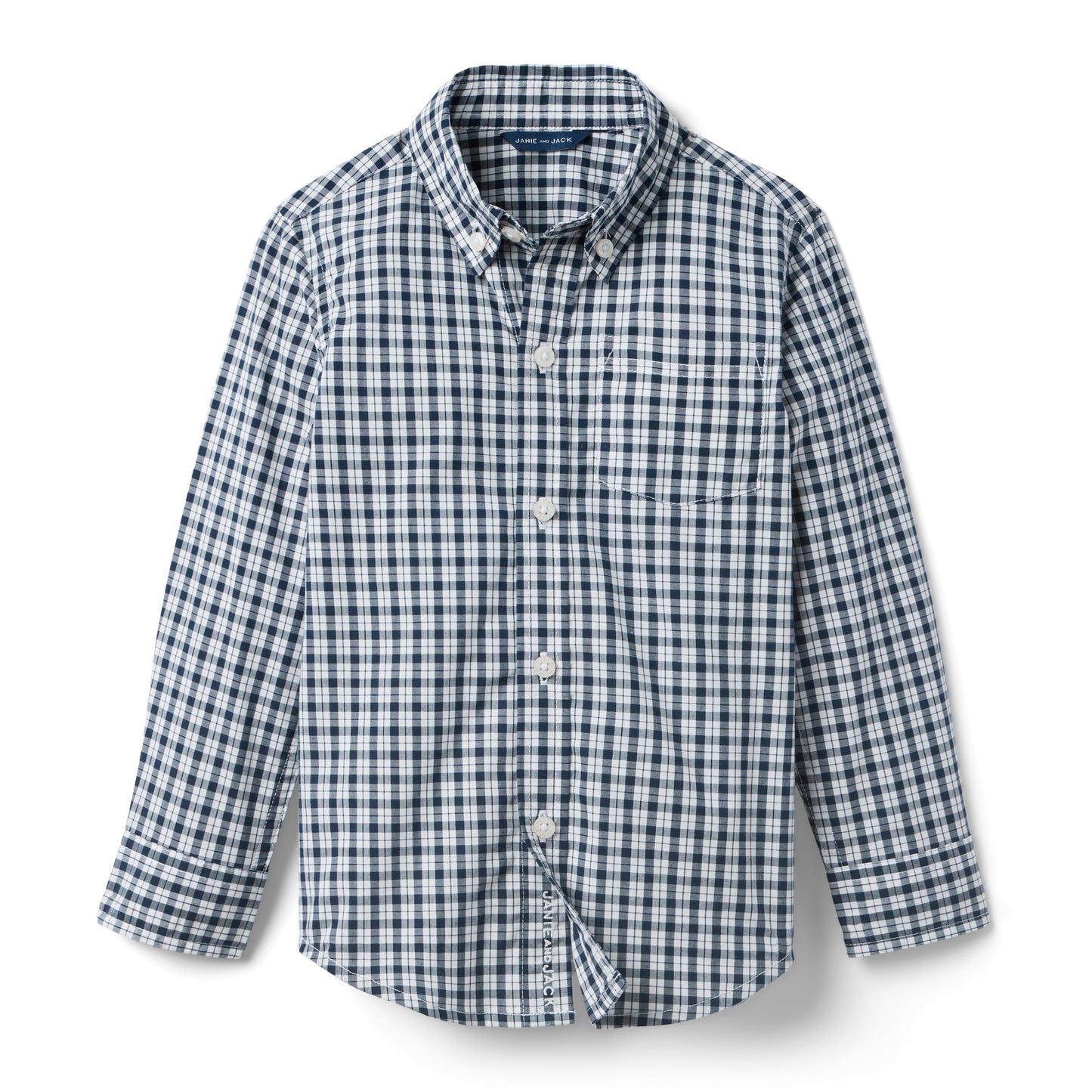 Janie and Jack - Navy Plaid Poplin L/S Shirt