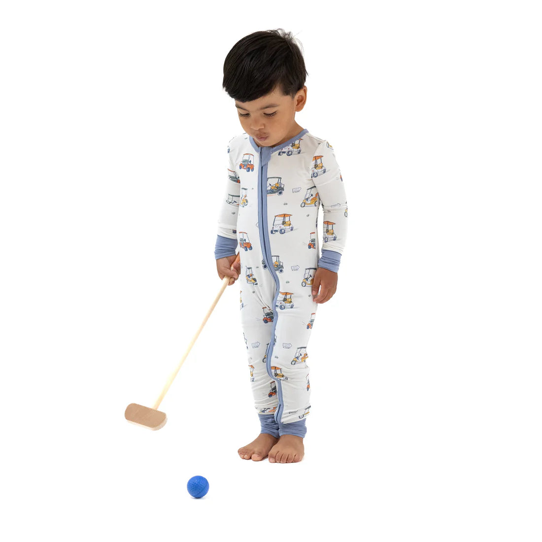 Angel Dear - Zooming Golf Carts - 2 Way Zipper Romper