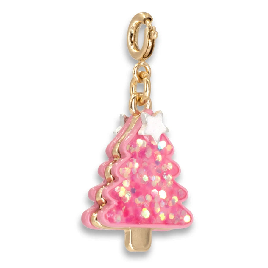 High IntenCity - Charm It! Gold Pink Christmas Tree Charm