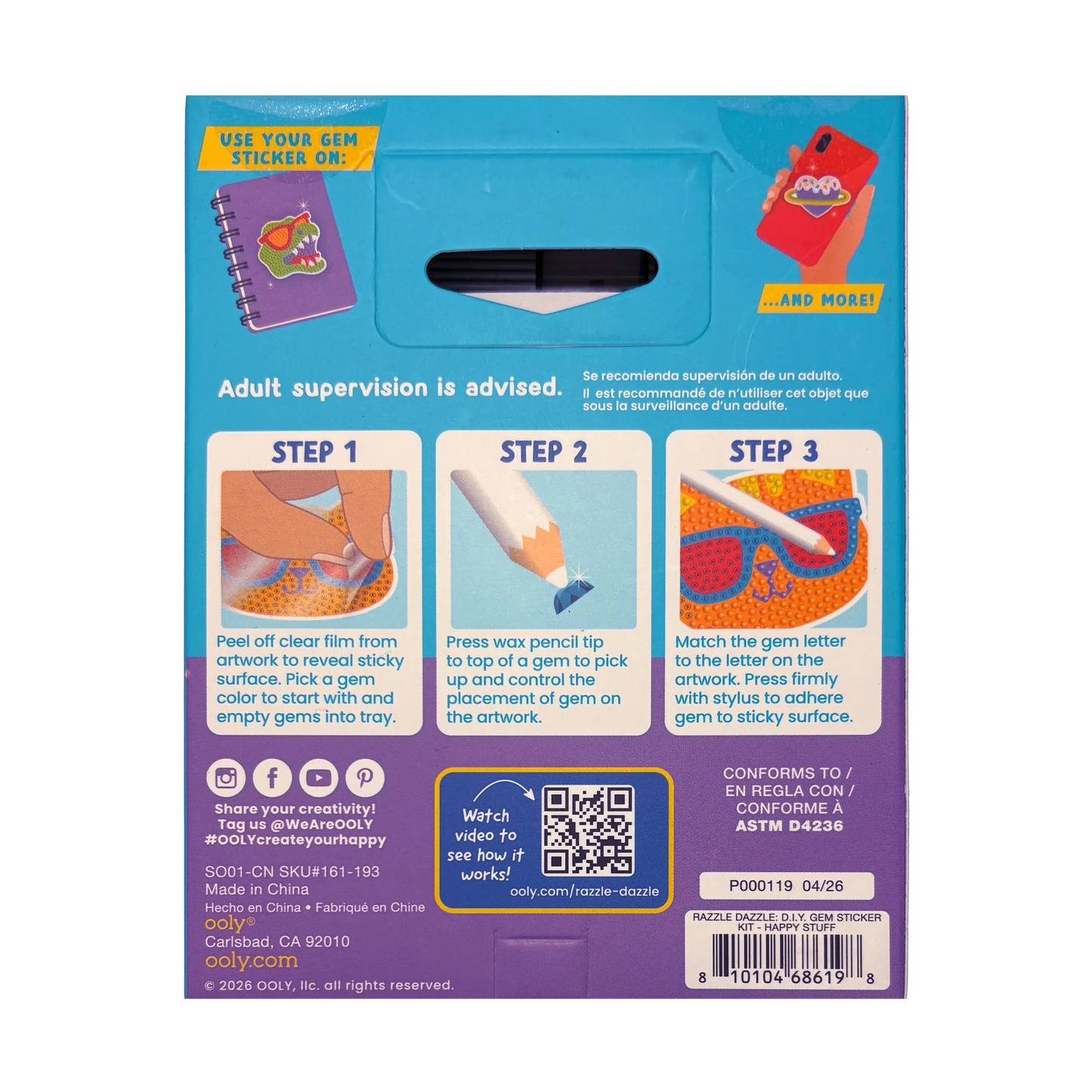 OOLY - Mini Razzle Dazzle DIY Gem Sticker Kit - Happy Stuff
