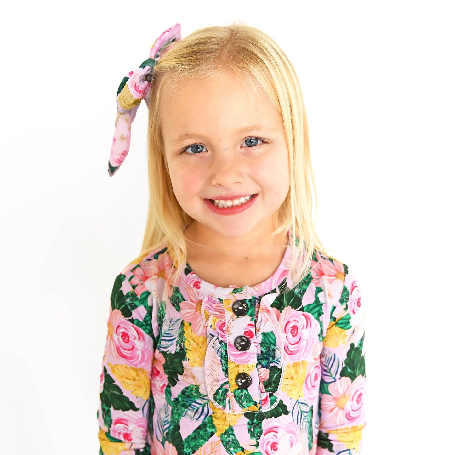 Gigi and Max - Luana Ruffle Two Piece Girls Bamboo Floral Lounge Set