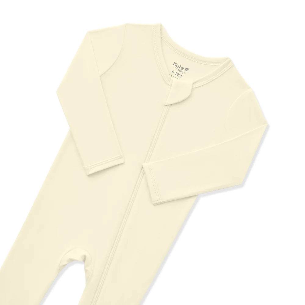 Kyte Baby - Ribbed Zippered Footie in Chamomile