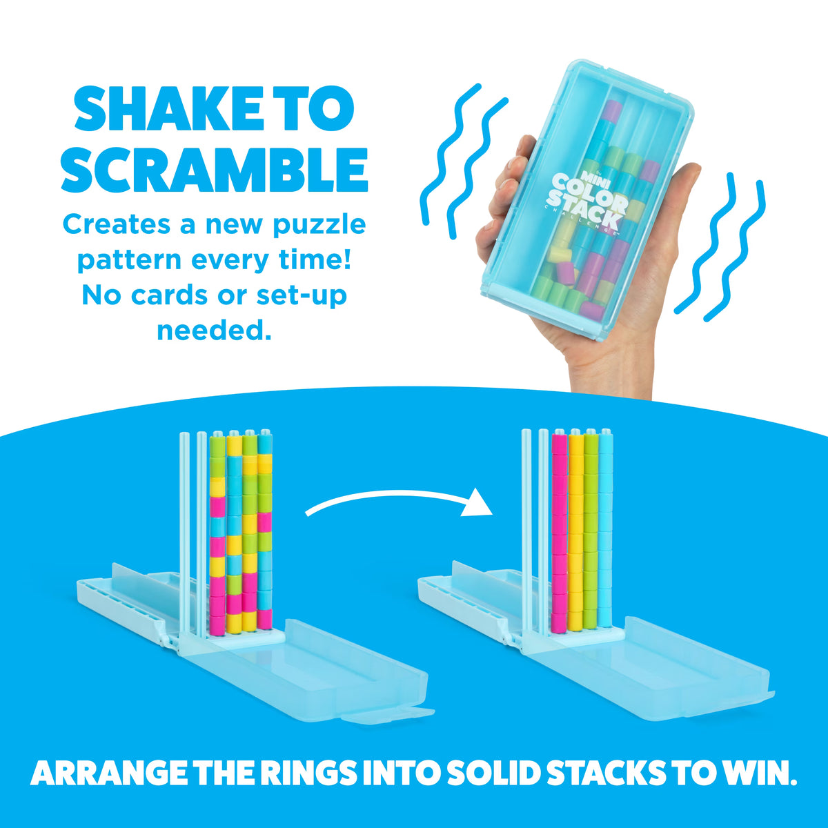 What Do you Meme? - Mini Color Stack Challenge Travel Games, Includes 1 Travel Case and 40 Rings