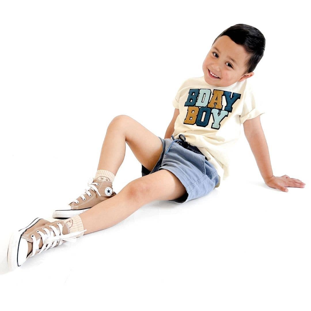 Sweet Wink - Birthday Boy Patch Short Sleeve T-Shirt - Natural