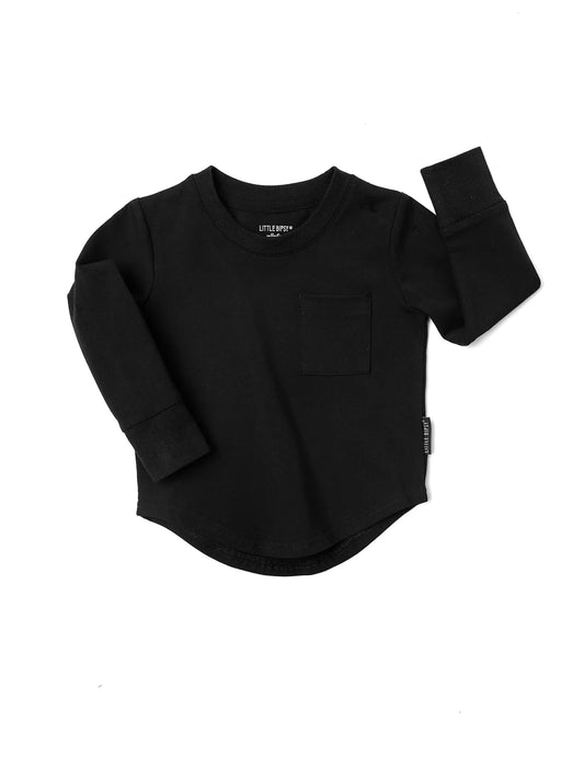 Little Bipsy  - Black Long Sleeve Pocket Tee