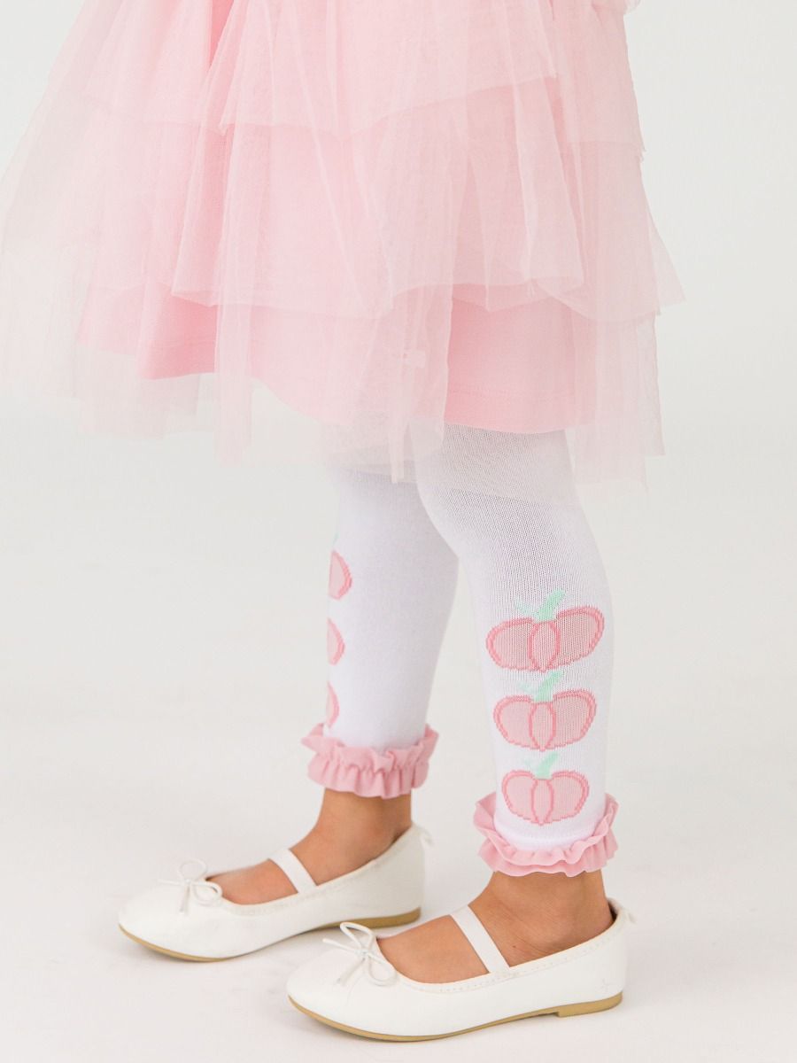 RuffleButts + RuggedButts - Patterned Footless Ruffle Tights - Pink Pumpkin