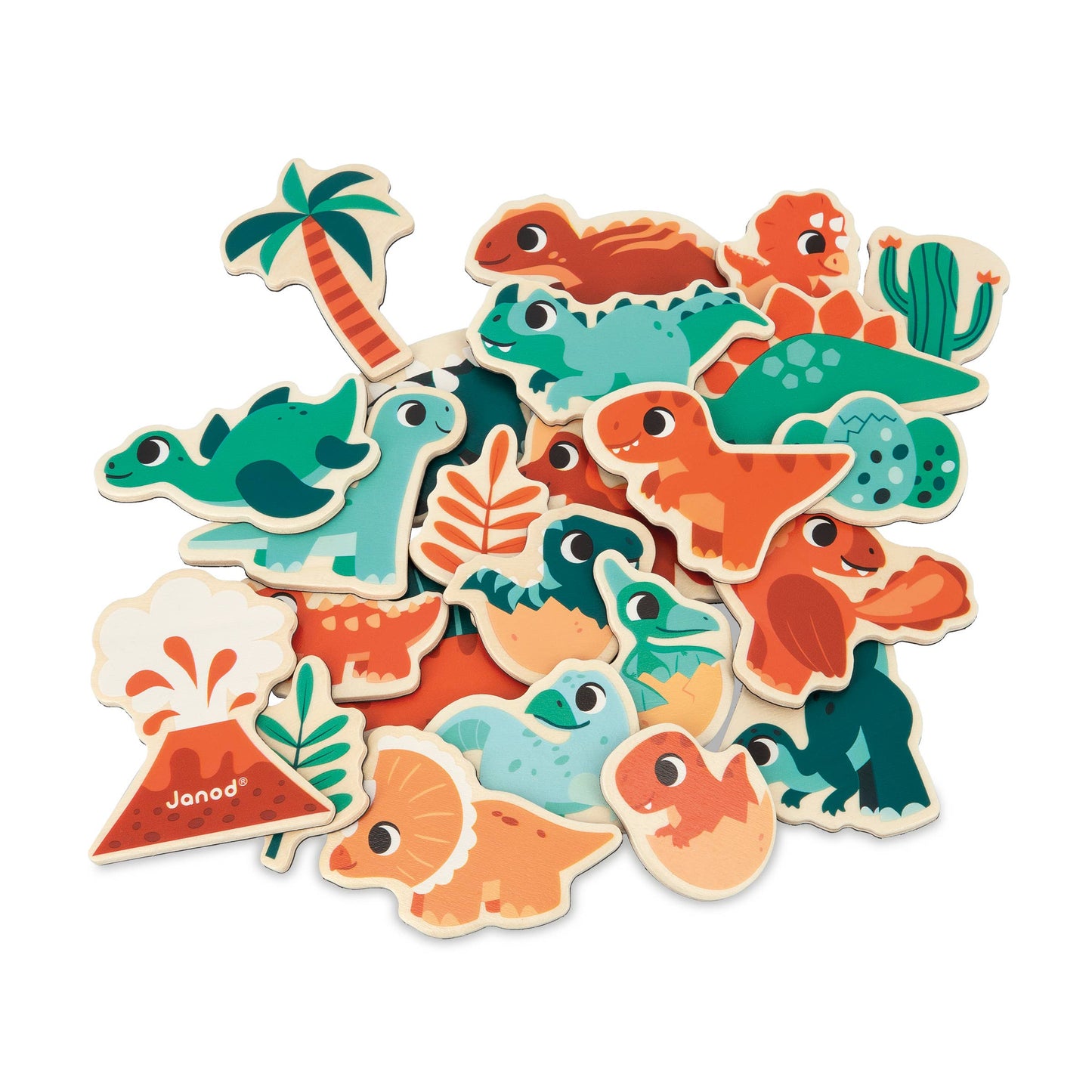 Janod - Set of Magnets - Dino - 24 Pieces