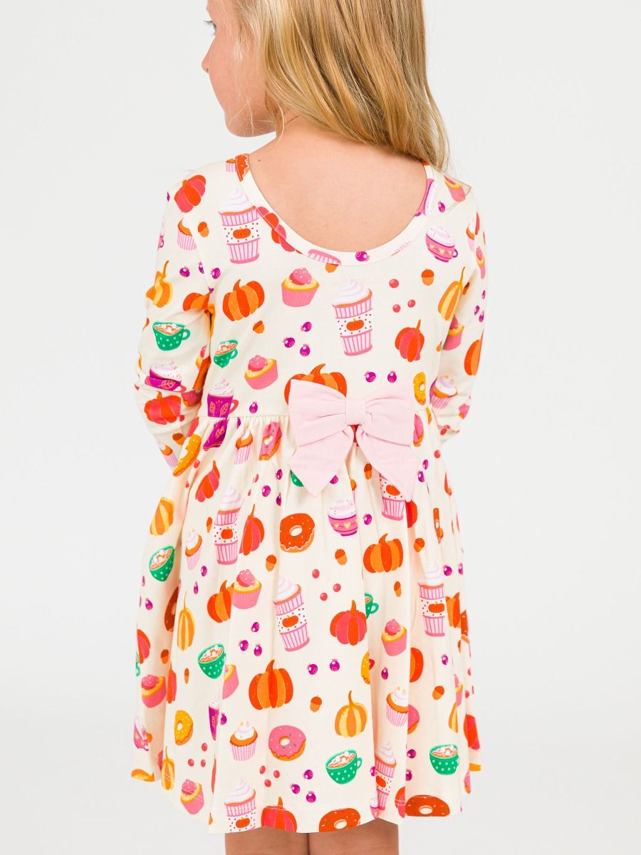 RuffleButts + RuggedButts - Knit Long Sleeve Twirl Dress - Fall Treats