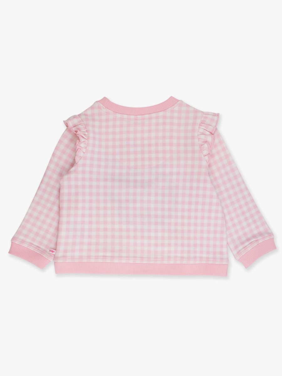 RuffleButts + RuggedButts - Applique Flutter Sweatshirt - Dear Santa Pink Gingham