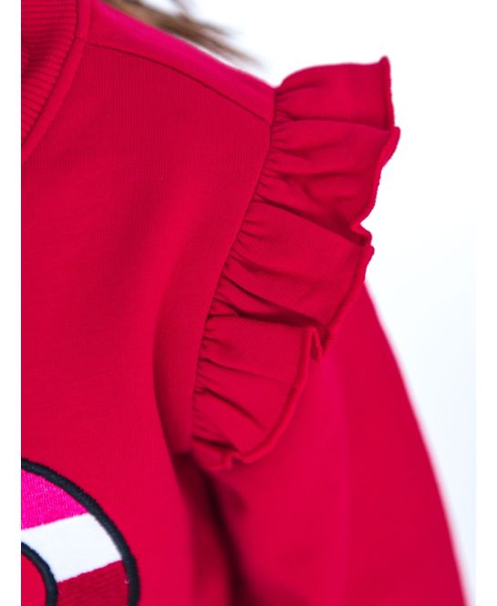 Rufflebutts + Ruggedbutts - Applique Flutter Sweatshirt - Red Holly Candy Canes