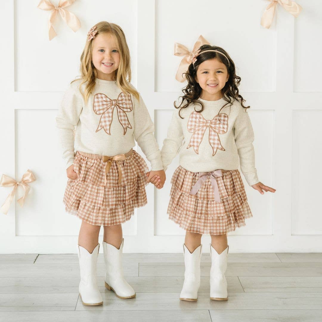 Sweet Wink - Gingham Printed Tulle Bow Clip Set - Hair Bows