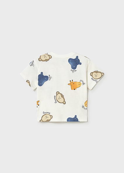 Mayoral - Cream Printed S/s T-Shirt (1014)