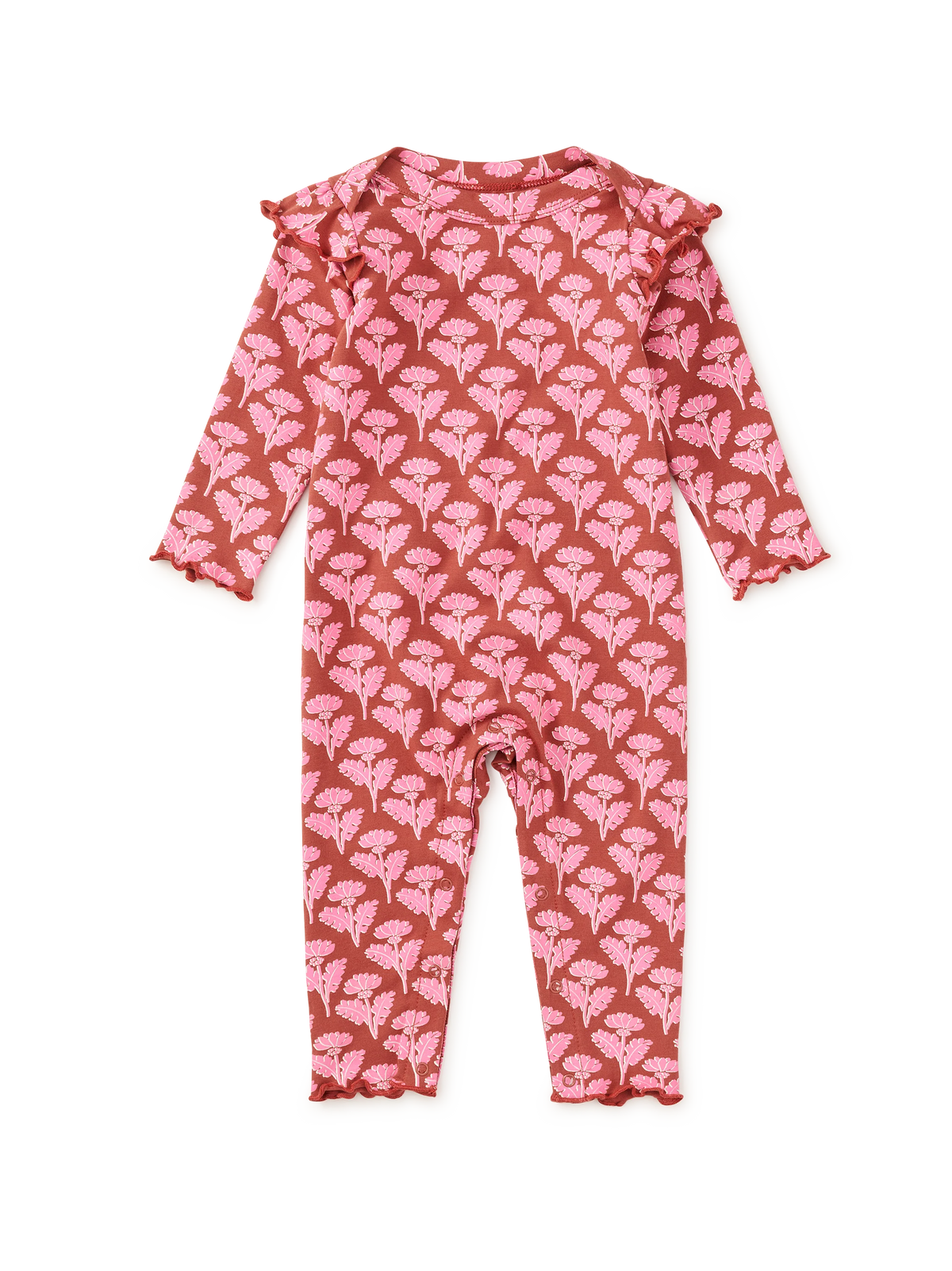 Tea Collection || Ruffle Shoulder Baby Romper - Stamped Heirloom Floral
