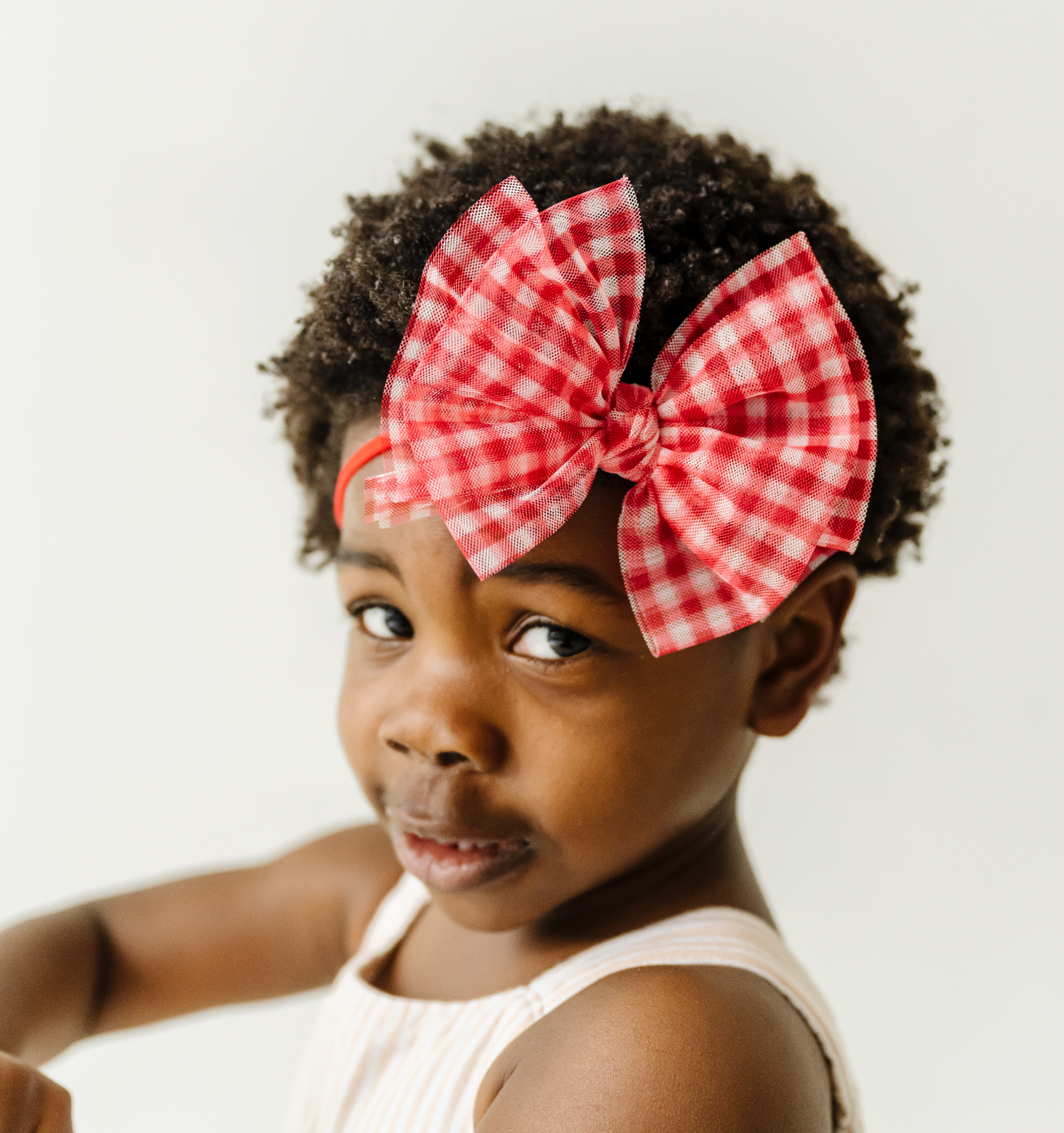 Baby Bling Bows - Baby Bling® Tulle FAB® Skinny nylon headband with tulle bow: Pleated White