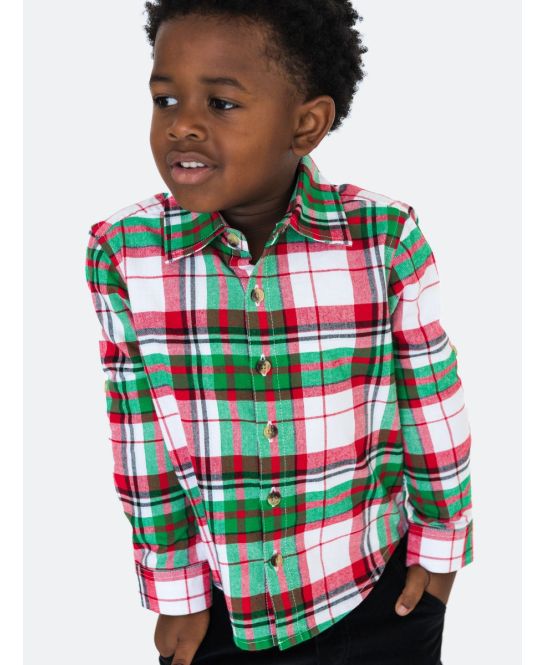 RuffleButts + RuggedButts - Long Sleeve Button Down - Dashing Dreams Plaid
