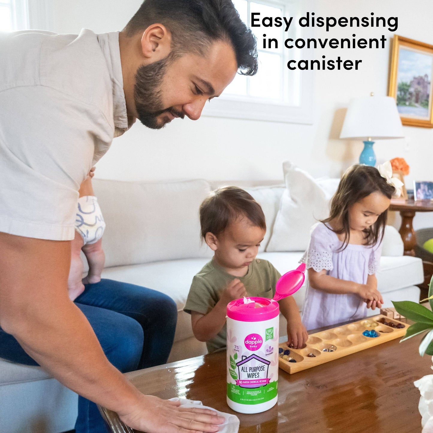 Earth Mama Organics - Dapple All Purpose Cleaner Wipes, Lavender, 75ct