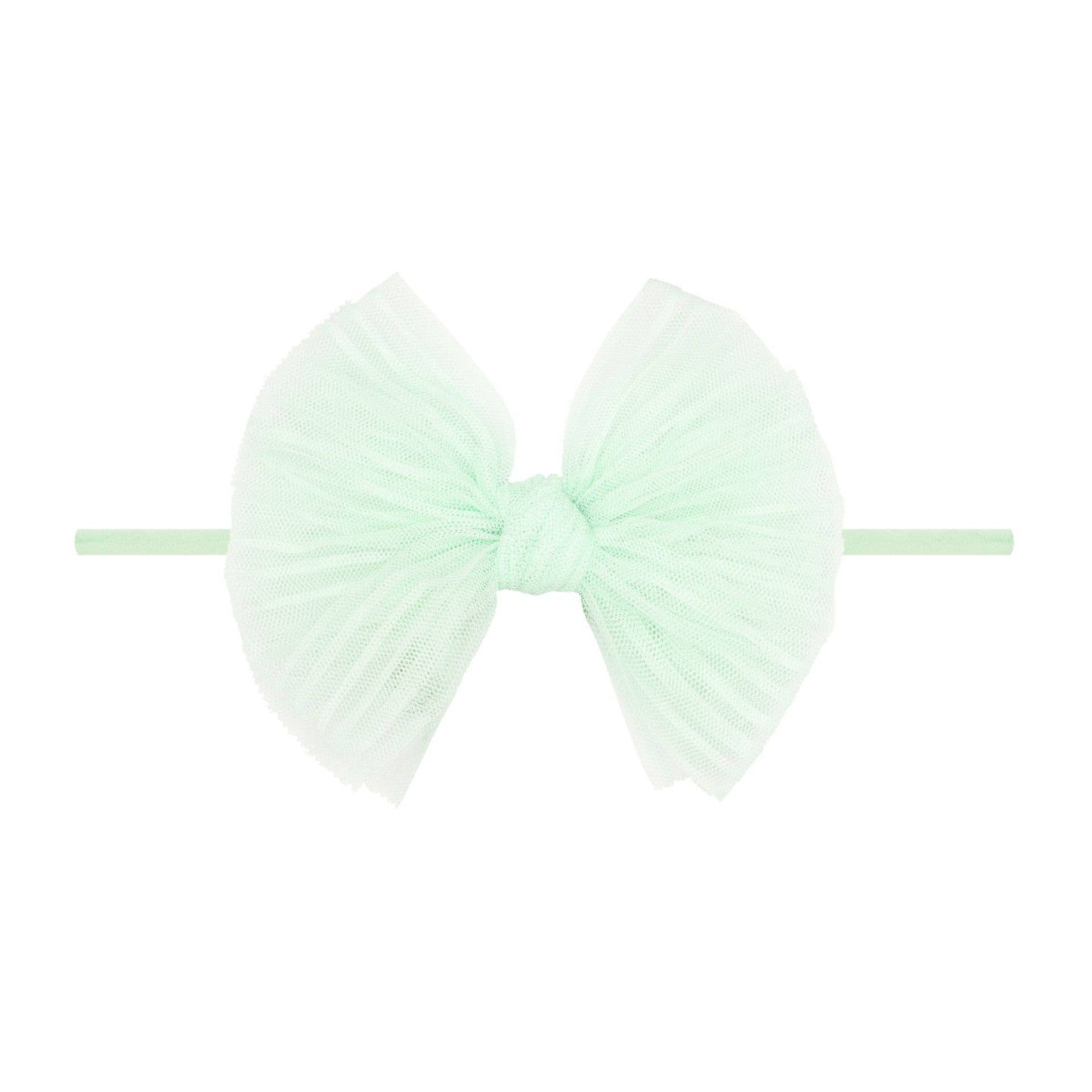 Baby Bling Bows - Baby Bling® Tulle FAB® Skinny nylon headband with tulle bow: Pleated White