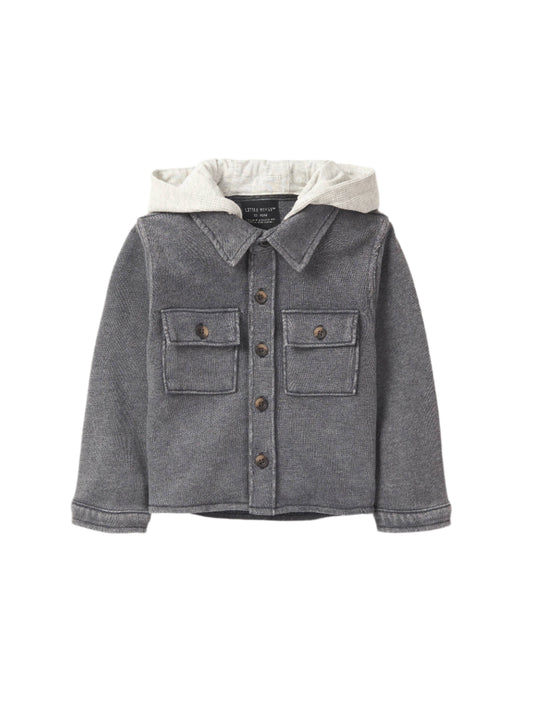 Little Bipsy - Lightweight Hooded Shacket - Charcoal Wash