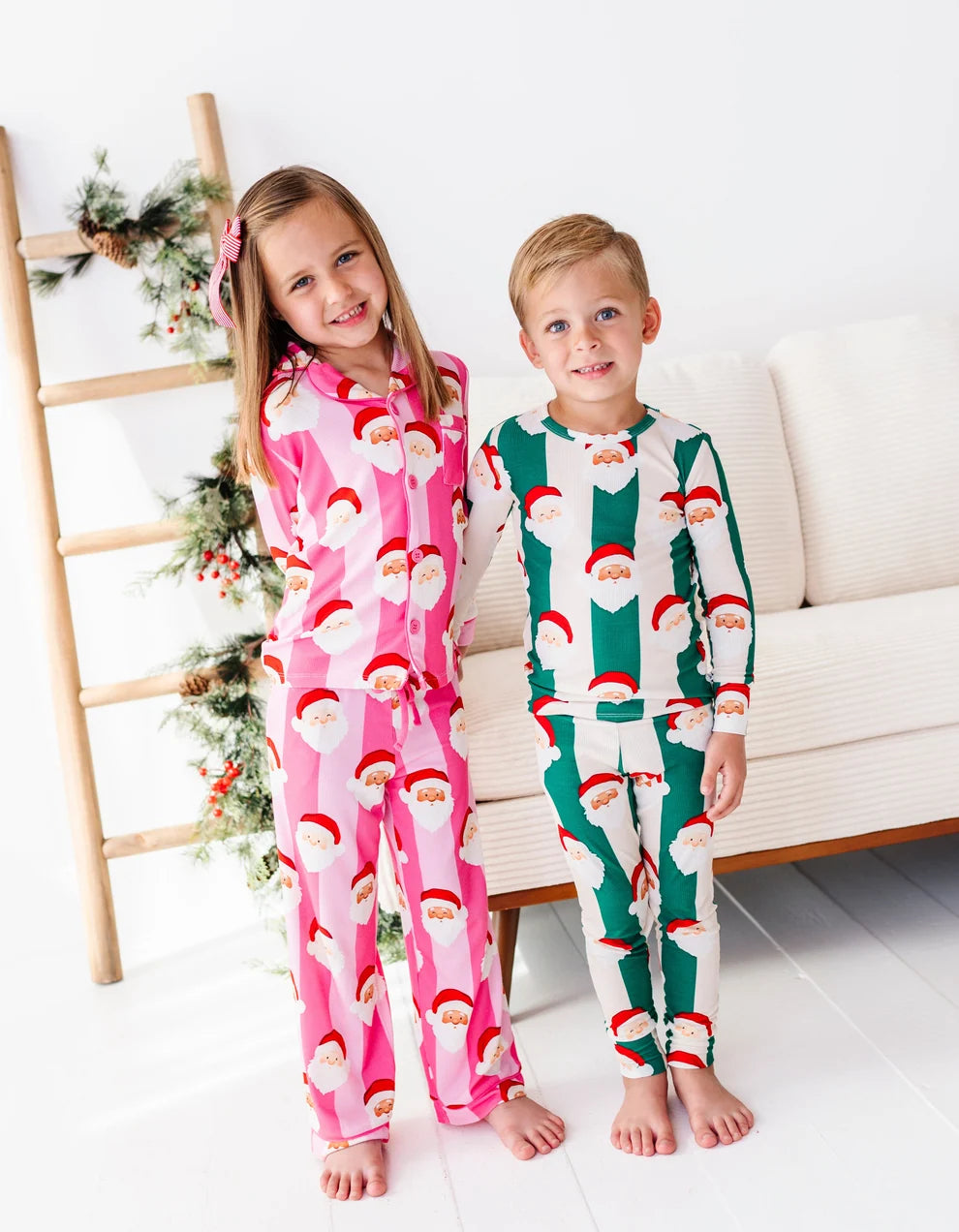 Birdie Bean - St. Nick Stripes Ribbed Bamboo Pajama Set