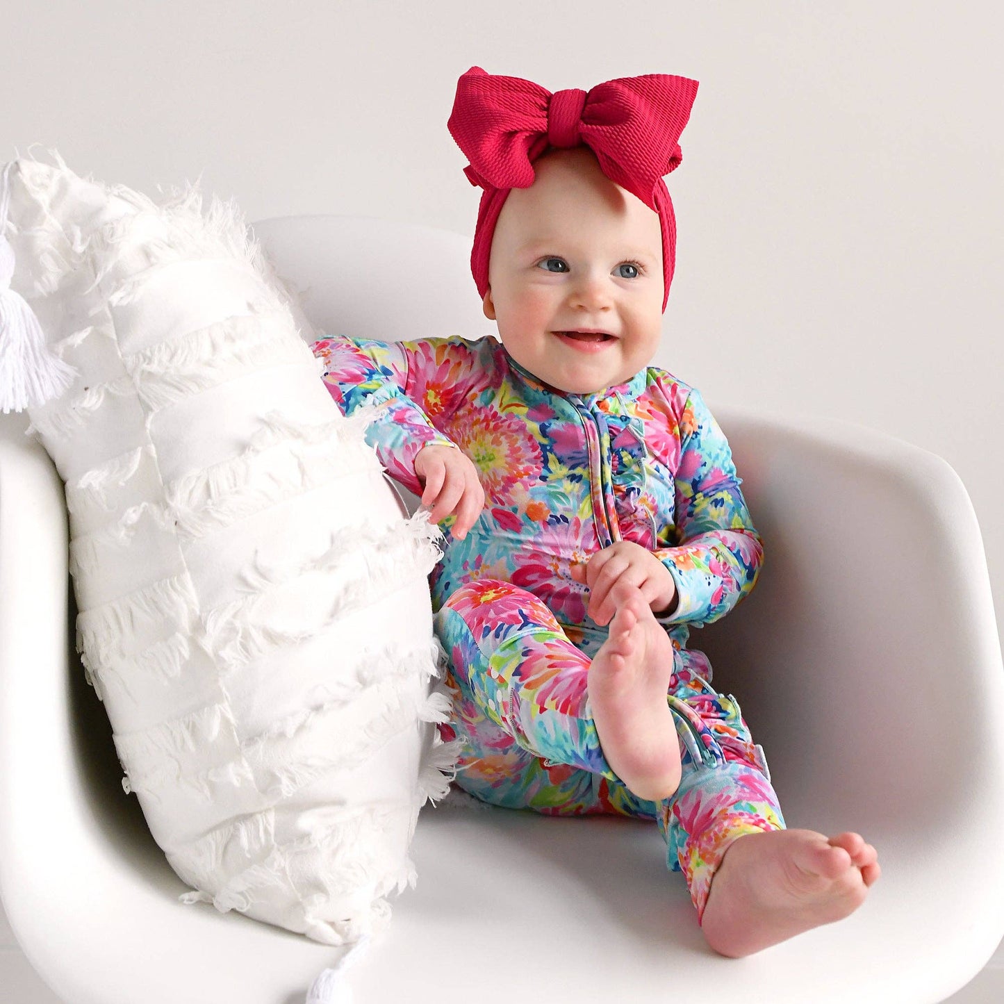 Gigi and Max - Bianca RUFFLE ZIP Bamboo Floral Sleepies Little