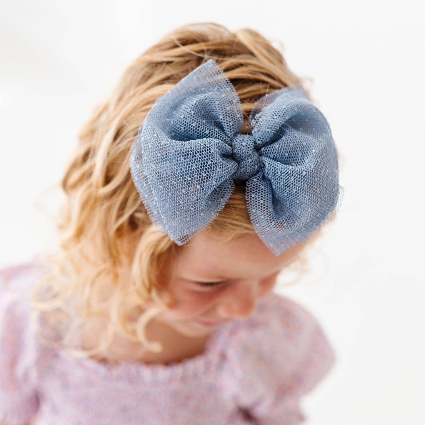 Baby Bling Bows - Baby Bling® Tulle FAB® Skinny nylon headband with tulle bow: Pleated White