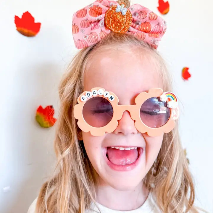 Sweet Wink - Pumpkin Daisy Blush Tulle Bow Clip - Fall