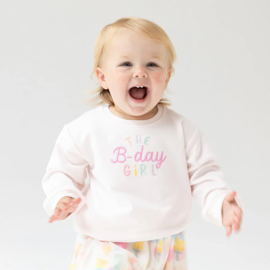 Angel Dear - Birthday Girl - Puffy L/S Oversized Sweatshirt w/ B-Day Girl Embroidery
