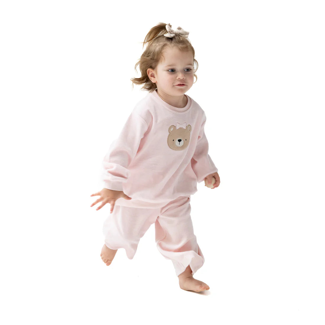 Angel Dear - Velour Teddy Bear - L/S Oversized Shirt w/ Petal Pocket + Wide Leg Pant