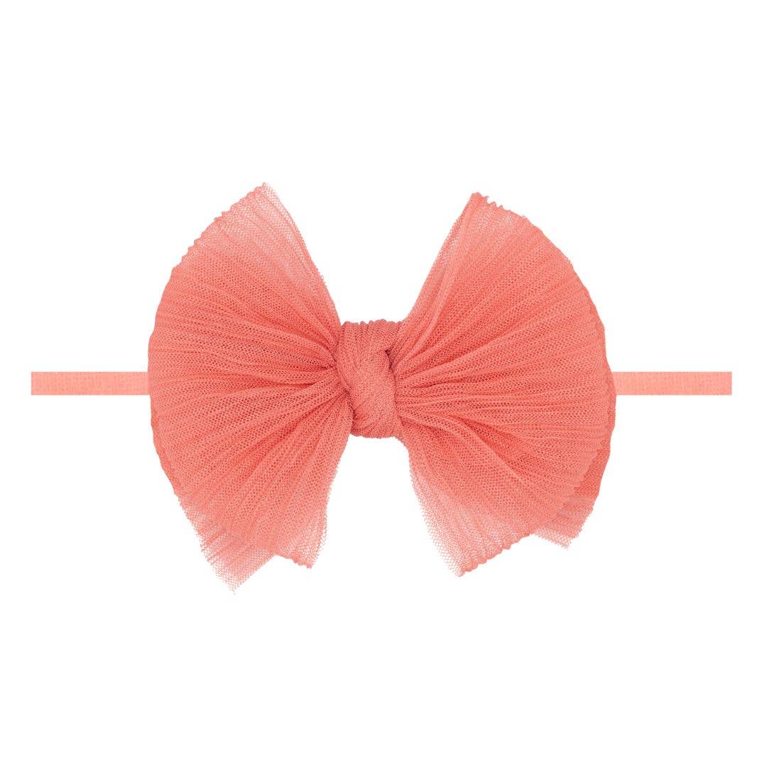Baby Bling Bows - Baby Bling® Tulle FAB® Skinny nylon headband with tulle bow: Pleated White