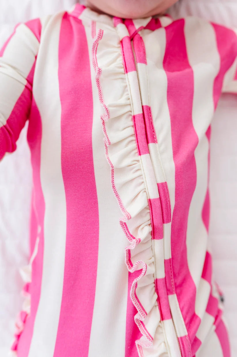 Birdie Bean - Sundae Stripes Ruffle Convertible Romper PJ