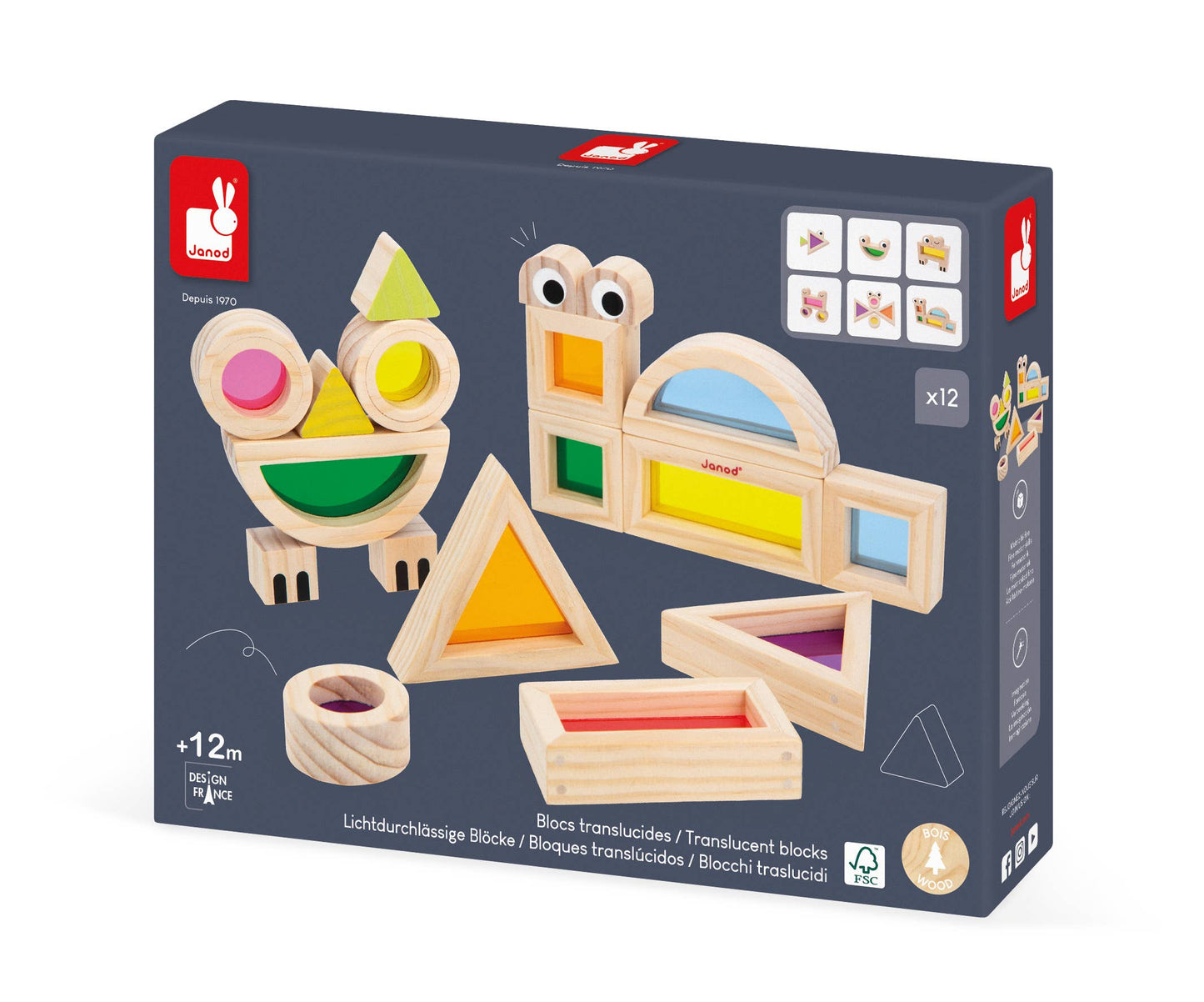 Janod - Sensory Translucent Stacking Blocks