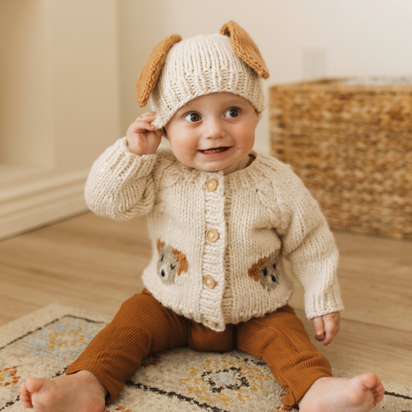 Huggalugs - Puppy Cardigan Knit  Sweater