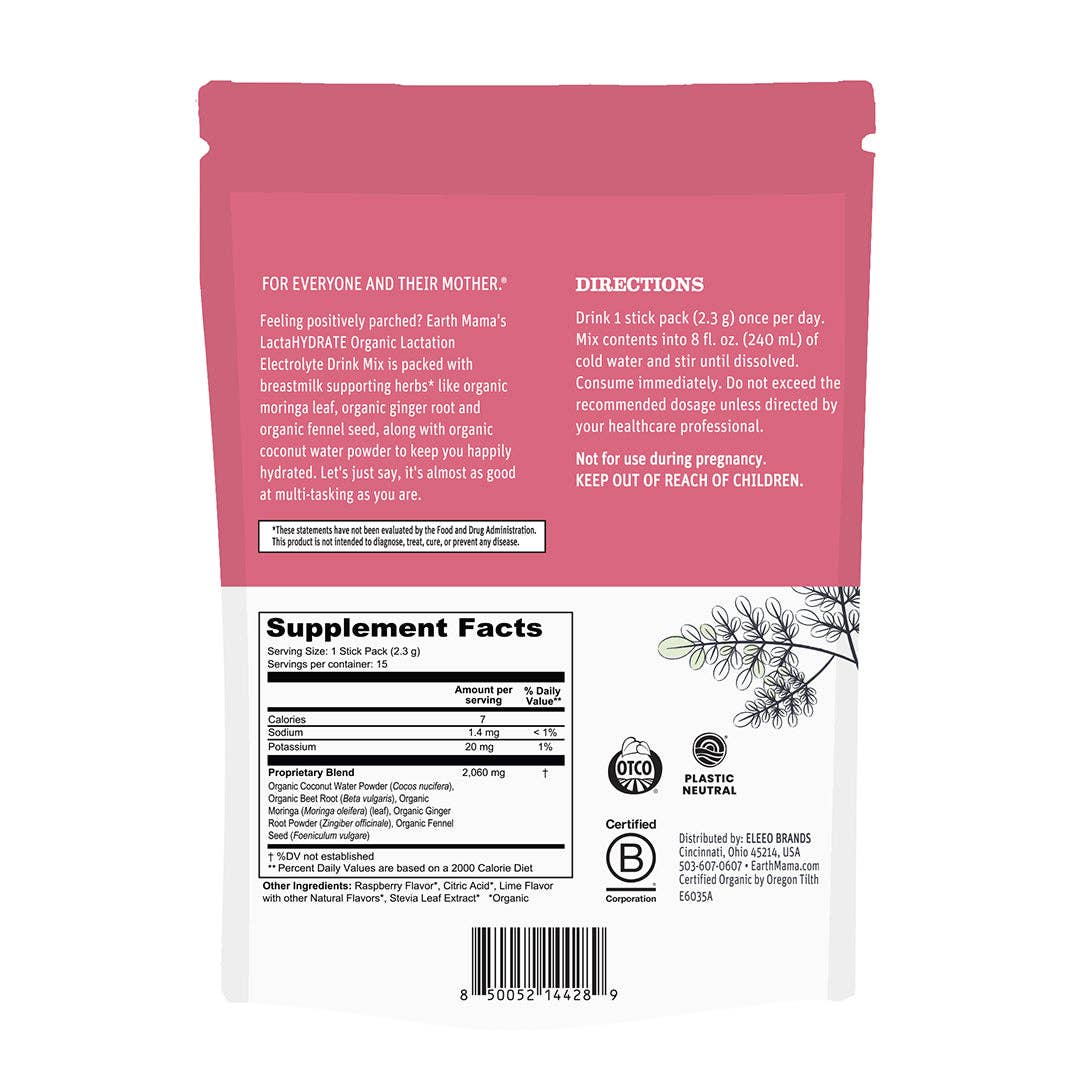 Earth Mama Organics - LactaHYDRATE Organic Lactation Electrolyte Drink Mix