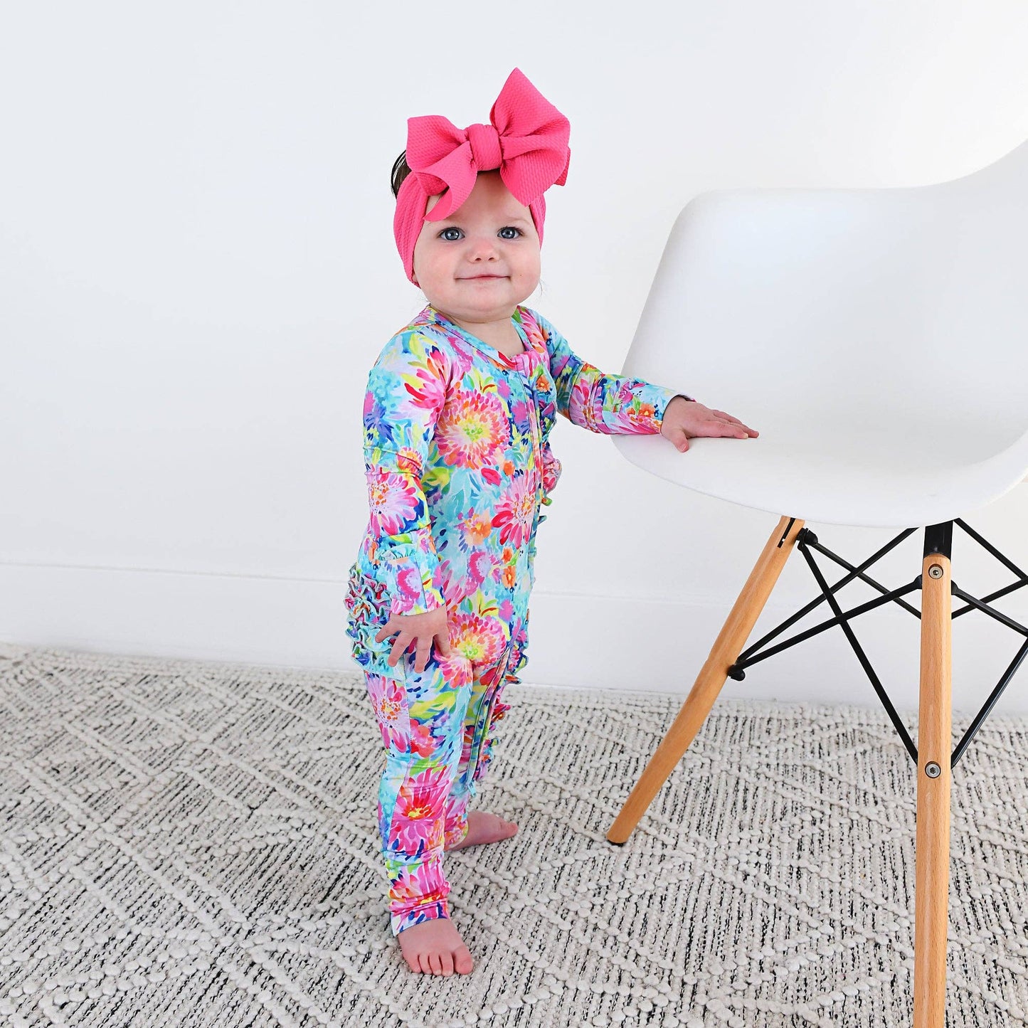 Gigi and Max - Bianca RUFFLE ZIP Bamboo Floral Sleepies Little