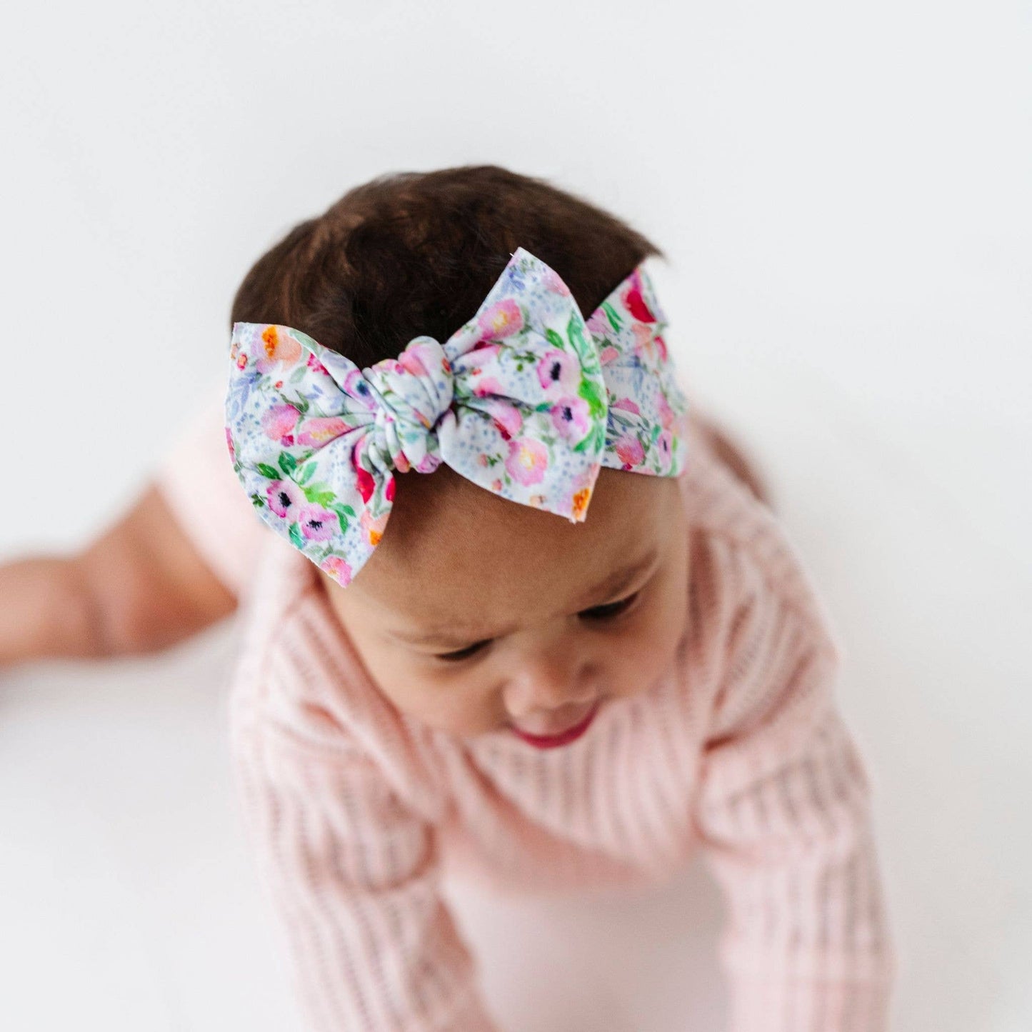 Baby Bling Bows - Baby Bling® Printed Knot soft nylon headband: Pink Rose