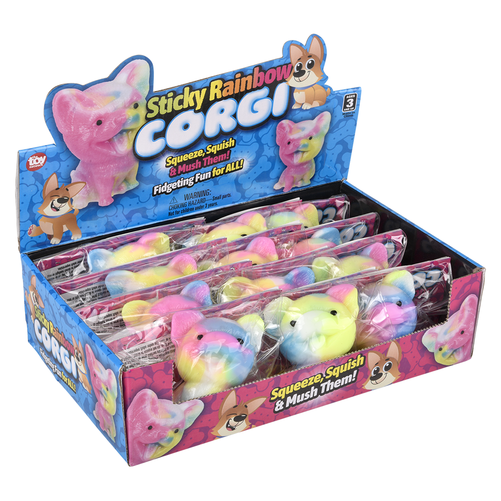 The Toy Network - (T) 2.75" STICKY RAINBOW CORGI