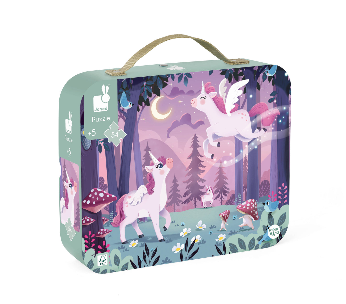 Janod - Magical Unicorns Suitcase Puzzle - 54 Pieces