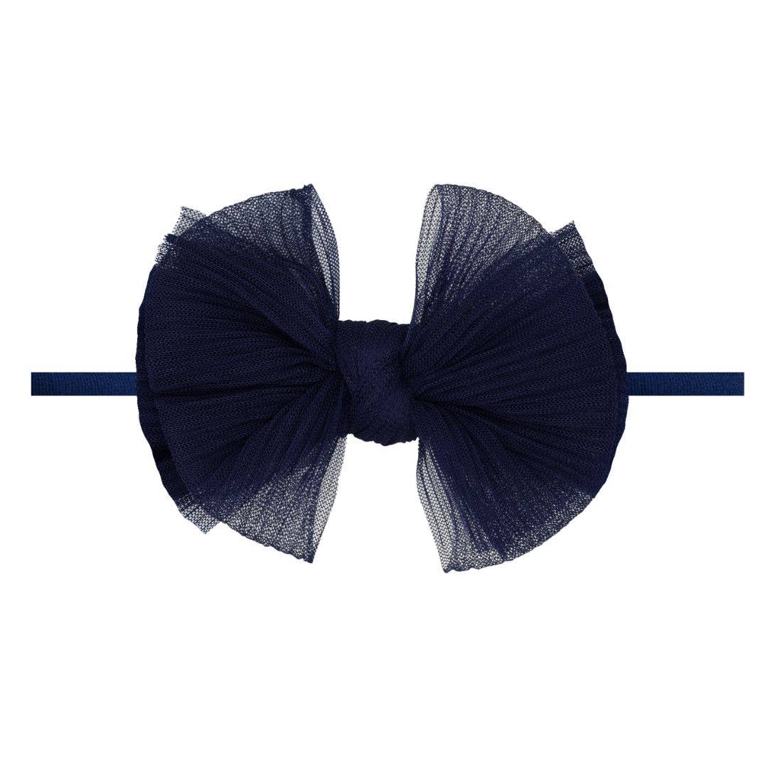 Baby Bling Bows - Baby Bling® Tulle FAB® Skinny nylon headband with tulle bow: Pleated White
