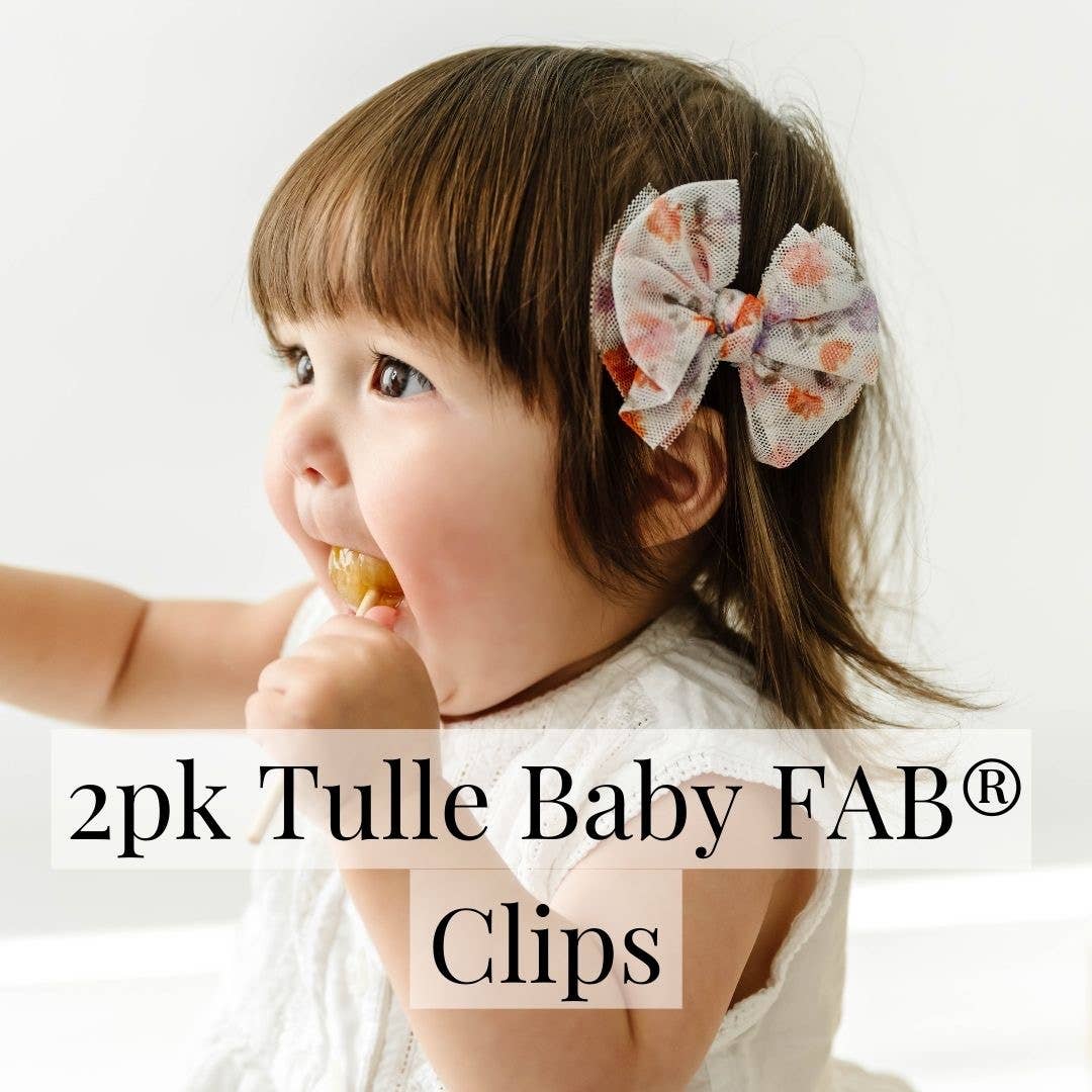 Baby Bling Bows - Baby Bling® 2-Pack Tulle Baby FAB® hair bow clips: Pink Multi Star