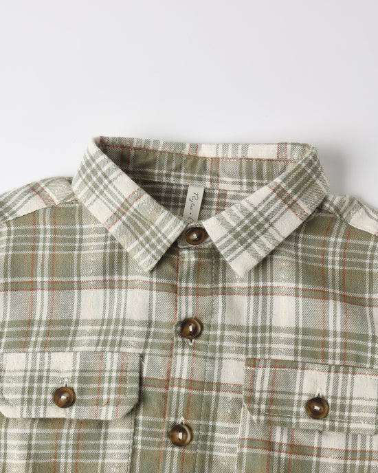 Rylee + Cru - Pocketed Corduroy Shirt || Olive Dobby Plaid