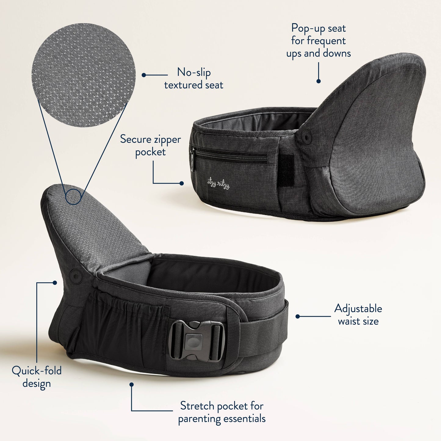 Itzy Ritzy - Itzy Hold & Fold™ - Hip Seat Carrier